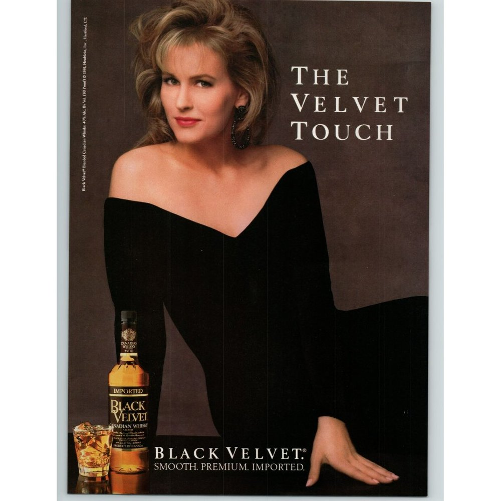 1991 Black Velvet Canadian Whiskey The Velvet Touch Vintage Print Ad